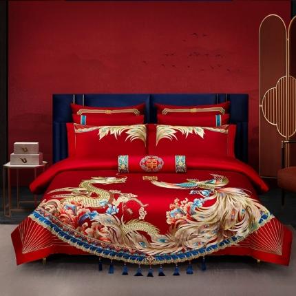 爱情故事 2025新款100支婚庆四件套棚拍龙凤呈祥