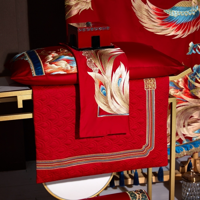 91家纺网 家纺一手货源 找家纺 爱情故事 2025新款100支婚庆四件套棚拍龙凤呈祥