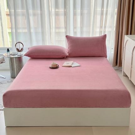 91家纺网 家纺一手货源 找家纺 （总）禧缘家纺（原梦想家） 2024新款加厚牛奶绒纯色单层床笠床单三件套