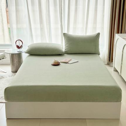 91家纺网 家纺一手货源 找家纺 （总）禧缘家纺（原梦想家） 2024新款加厚牛奶绒纯色单层床笠床单三件套