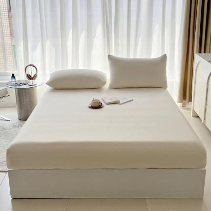梦想家 2023新款加厚牛奶绒纯色单层床笠床单三件套 米白