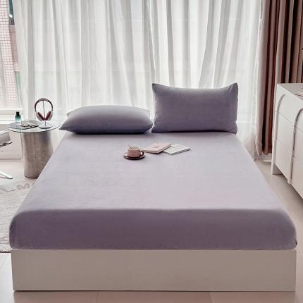 梦想家 2023新款加厚牛奶绒纯色单层床笠床单三件套 浅紫