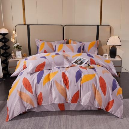 91家纺网 家纺一手货源 找家纺 晶缦 2023新款格林系列全棉活性磨毛多规格四件套 花姿摇曳灰