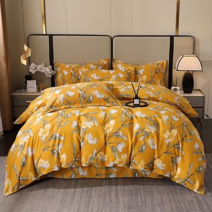 91家纺网 家纺一手货源 找家纺 晶缦 2023新款格林系列全棉活性磨毛多规格四件套 如月梦黄