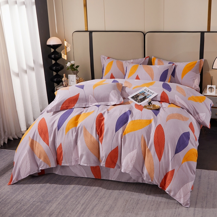 91家纺网 家纺一手货源 找家纺 晶缦 2023新款格林系列全棉活性磨毛多规格四件套 花姿摇曳灰