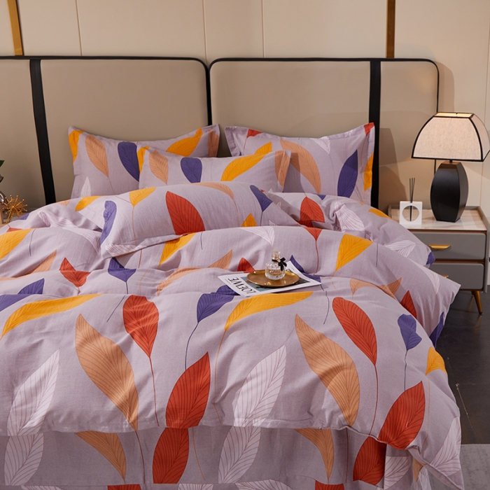 91家纺网 家纺一手货源 找家纺 晶缦 2023新款格林系列全棉活性磨毛多规格四件套 花姿摇曳灰