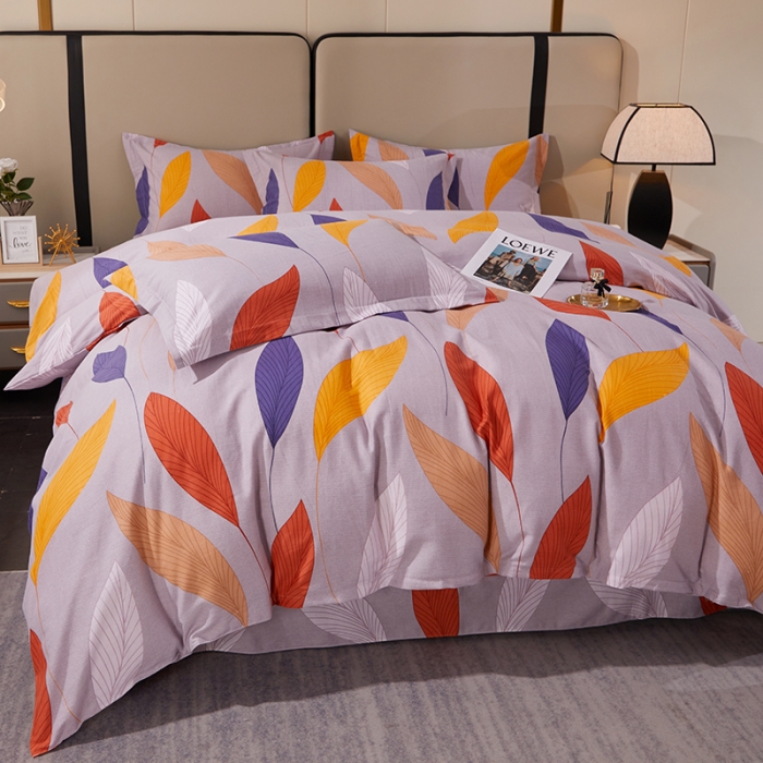 91家纺网 家纺一手货源 找家纺 晶缦 2023新款格林系列全棉活性磨毛多规格四件套 花姿摇曳灰