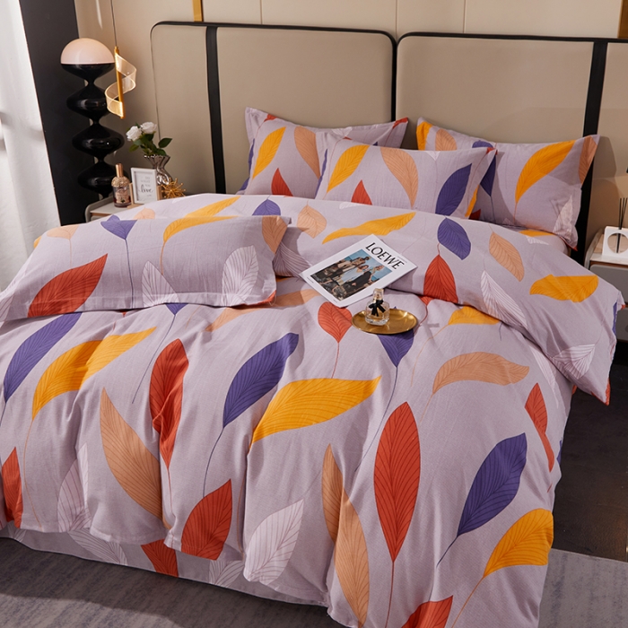 91家纺网 家纺一手货源 找家纺 晶缦 2023新款格林系列全棉活性磨毛多规格四件套 花姿摇曳灰