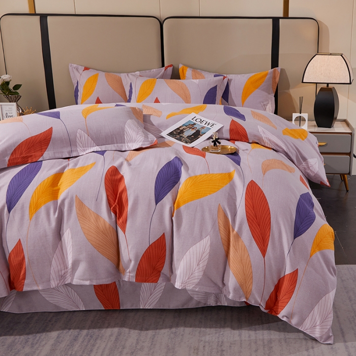 91家纺网 家纺一手货源 找家纺 晶缦 2023新款格林系列全棉活性磨毛多规格四件套 花姿摇曳灰