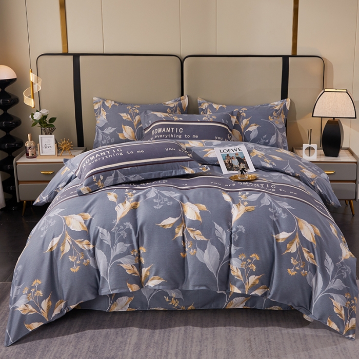 91家纺网 家纺一手货源 找家纺 晶缦 2023新款格林系列全棉活性磨毛多规格四件套 镜中花