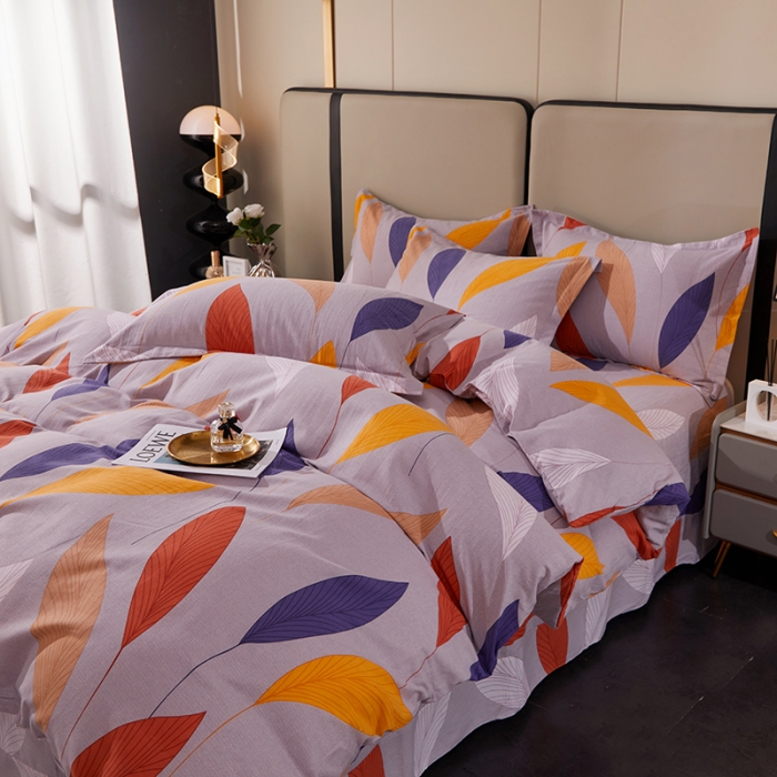 91家纺网 家纺一手货源 找家纺 晶缦 2023新款格林系列全棉活性磨毛多规格四件套 花姿摇曳灰