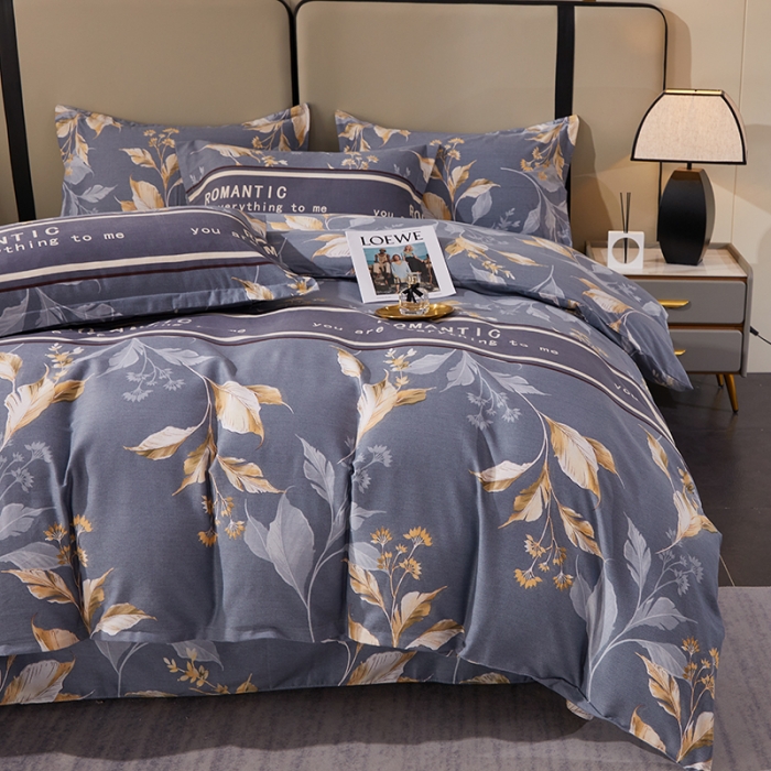 91家纺网 家纺一手货源 找家纺 晶缦 2023新款格林系列全棉活性磨毛多规格四件套 镜中花