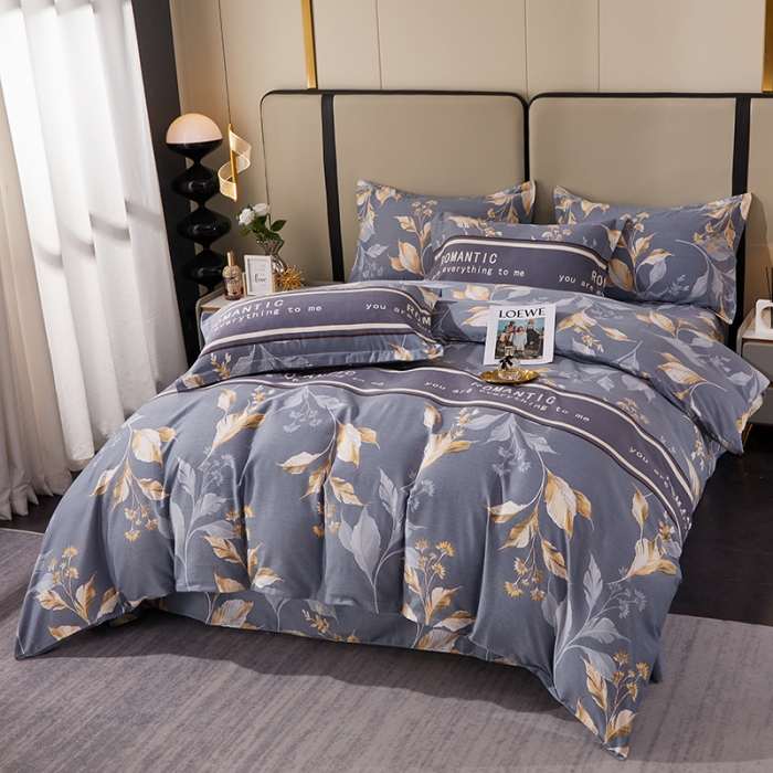 91家纺网 家纺一手货源 找家纺 晶缦 2023新款格林系列全棉活性磨毛多规格四件套 镜中花