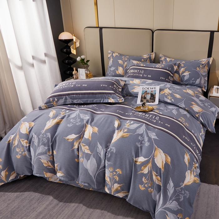 91家纺网 家纺一手货源 找家纺 晶缦 2023新款格林系列全棉活性磨毛多规格四件套 镜中花