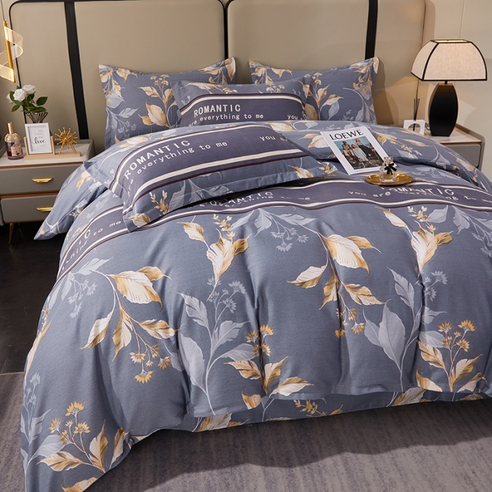 91家纺网 家纺一手货源 找家纺 晶缦 2023新款格林系列全棉活性磨毛多规格四件套 镜中花