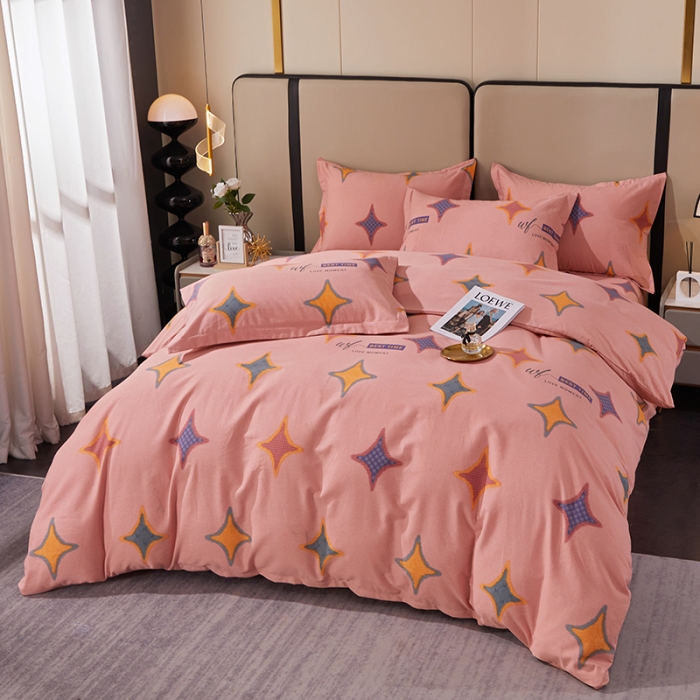 91家纺网 家纺一手货源 找家纺 晶缦 2023新款格林系列全棉活性磨毛多规格四件套 满天星