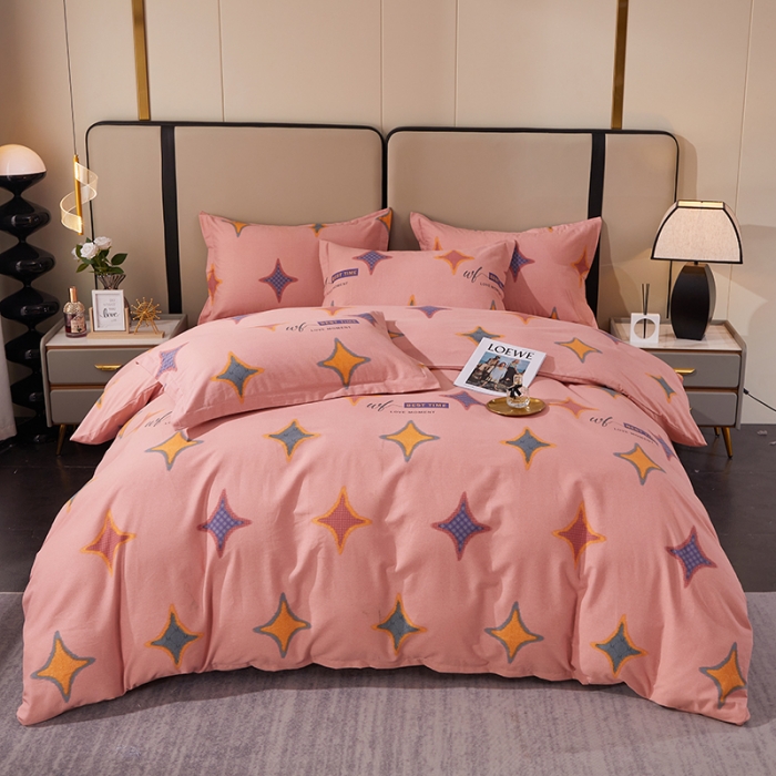 91家纺网 家纺一手货源 找家纺 晶缦 2023新款格林系列全棉活性磨毛多规格四件套 满天星