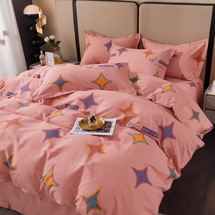 91家纺网 家纺一手货源 找家纺 晶缦 2023新款格林系列全棉活性磨毛多规格四件套 满天星