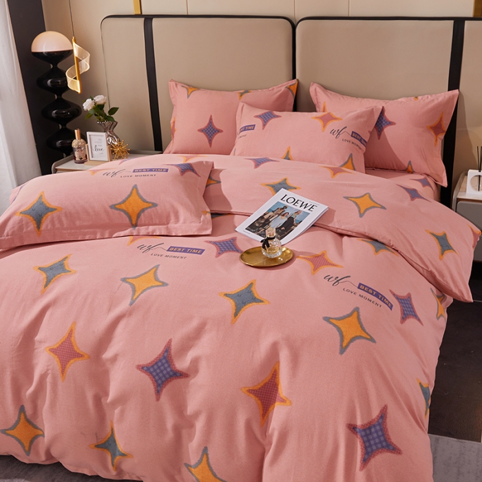 91家纺网 家纺一手货源 找家纺 晶缦 2023新款格林系列全棉活性磨毛多规格四件套 满天星