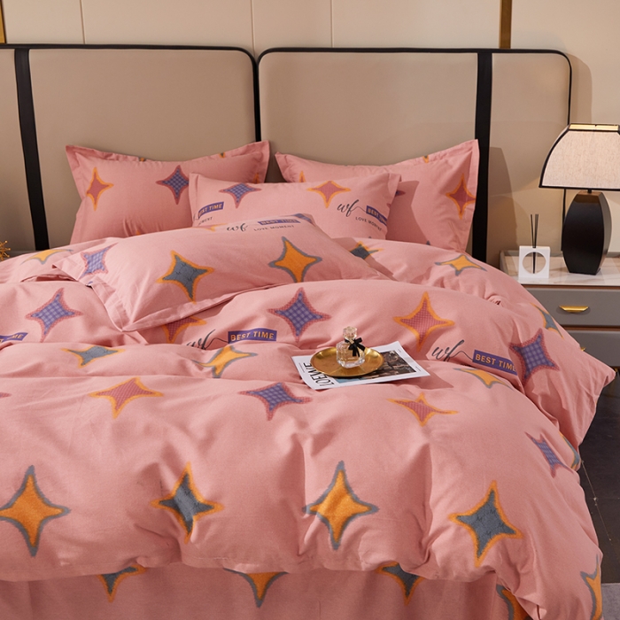 91家纺网 家纺一手货源 找家纺 晶缦 2023新款格林系列全棉活性磨毛多规格四件套 满天星