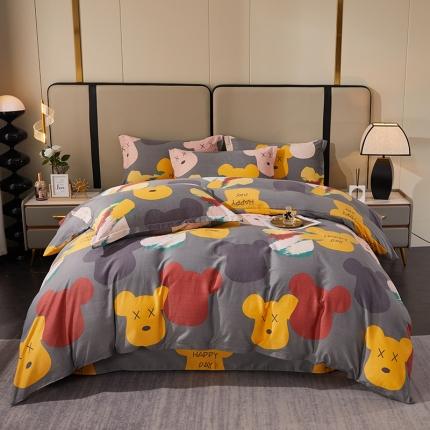 晶缦 2023新款格林系列全棉活性磨毛多规格四件套 魅力熊