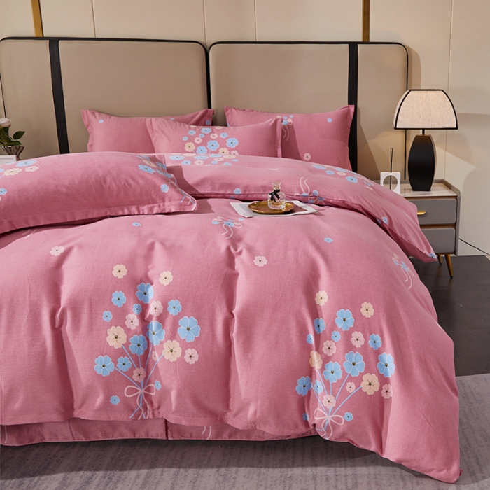 91家纺网 家纺一手货源 找家纺 晶缦 2023新款格林系列全棉活性磨毛多规格四件套 沁香