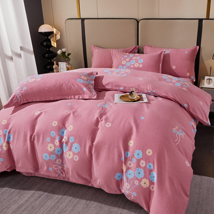 91家纺网 家纺一手货源 找家纺 晶缦 2023新款格林系列全棉活性磨毛多规格四件套 沁香