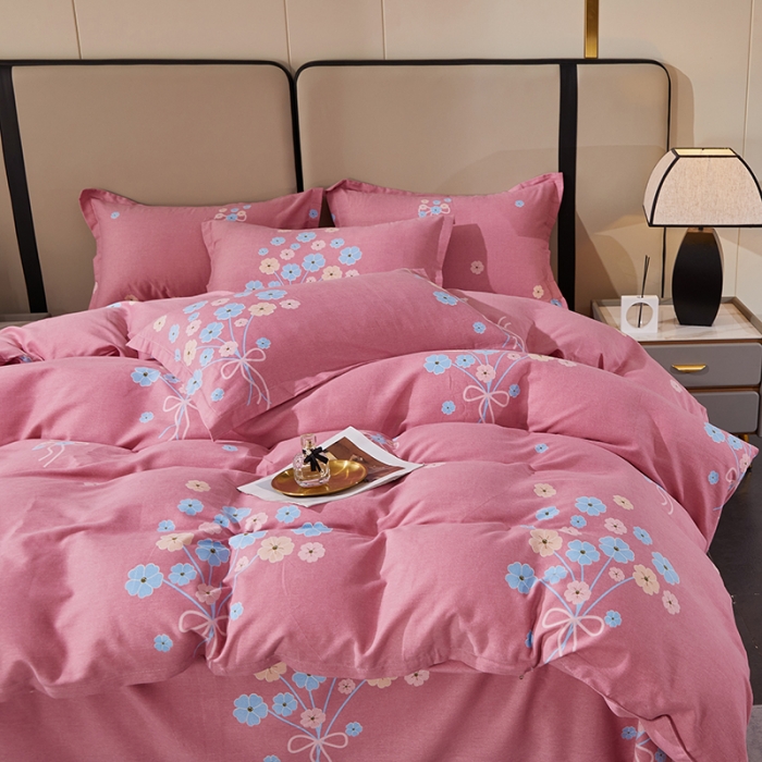 91家纺网 家纺一手货源 找家纺 晶缦 2023新款格林系列全棉活性磨毛多规格四件套 沁香