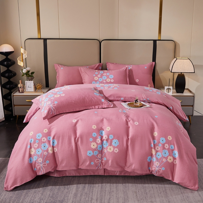 91家纺网 家纺一手货源 找家纺 晶缦 2023新款格林系列全棉活性磨毛多规格四件套 沁香