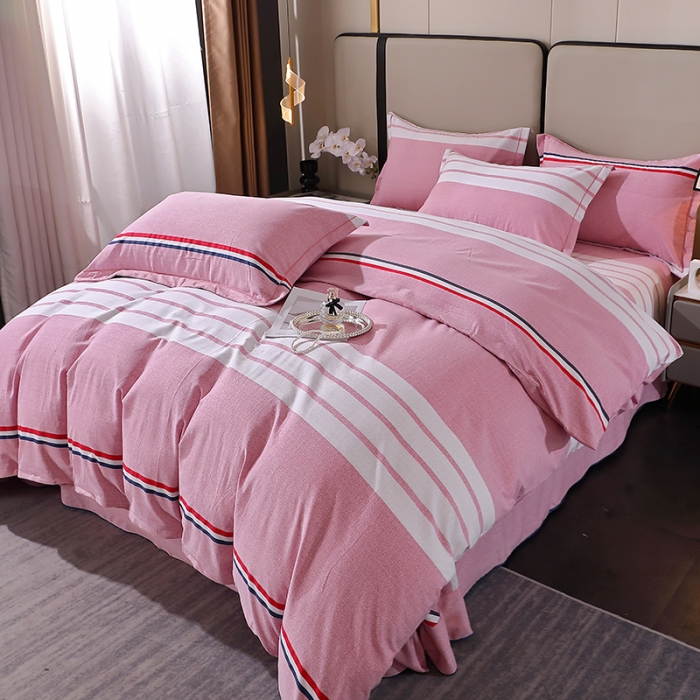 91家纺网 家纺一手货源 找家纺 晶缦 2023新款格林系列全棉活性磨毛多规格四件套 爱伦粉