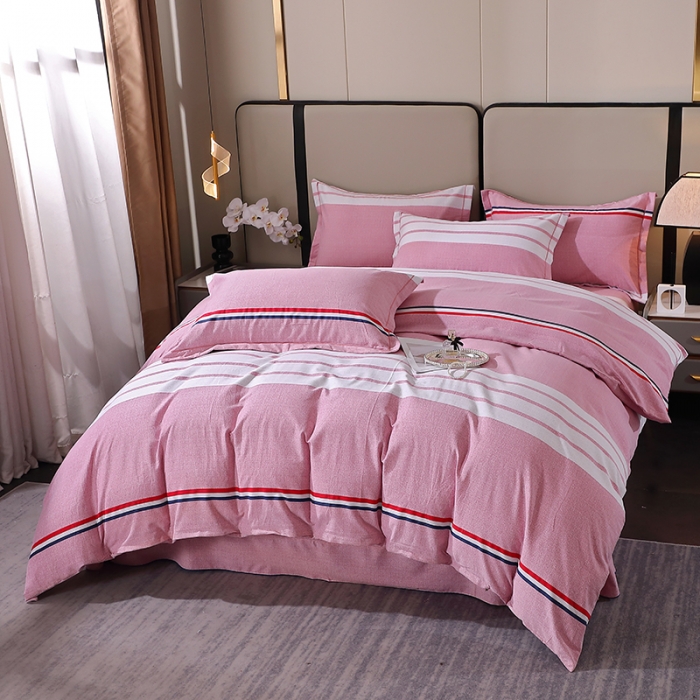 91家纺网 家纺一手货源 找家纺 晶缦 2023新款格林系列全棉活性磨毛多规格四件套 爱伦粉