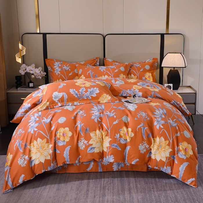 91家纺网 家纺一手货源 找家纺 晶缦 2023新款格林系列全棉活性磨毛多规格四件套 浪漫花语