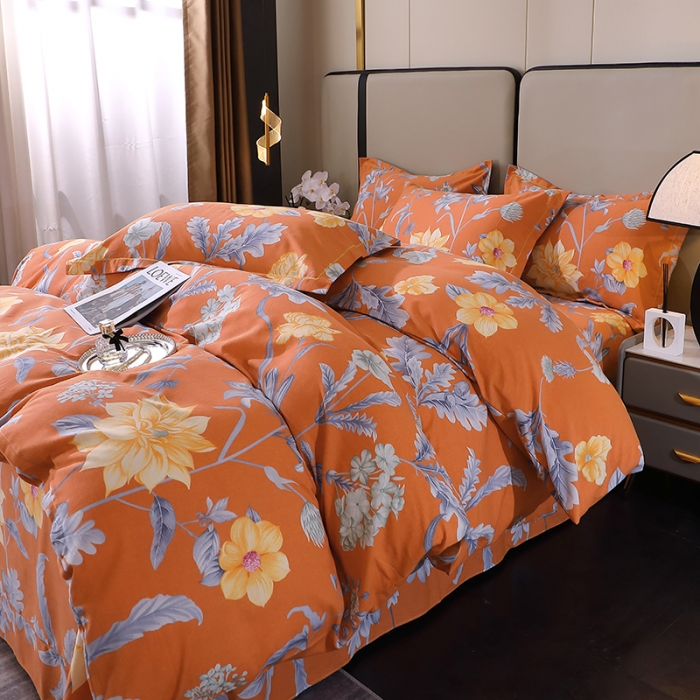 91家纺网 家纺一手货源 找家纺 晶缦 2023新款格林系列全棉活性磨毛多规格四件套 浪漫花语