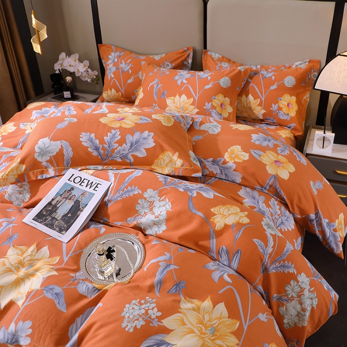 91家纺网 家纺一手货源 找家纺 晶缦 2023新款格林系列全棉活性磨毛多规格四件套 浪漫花语