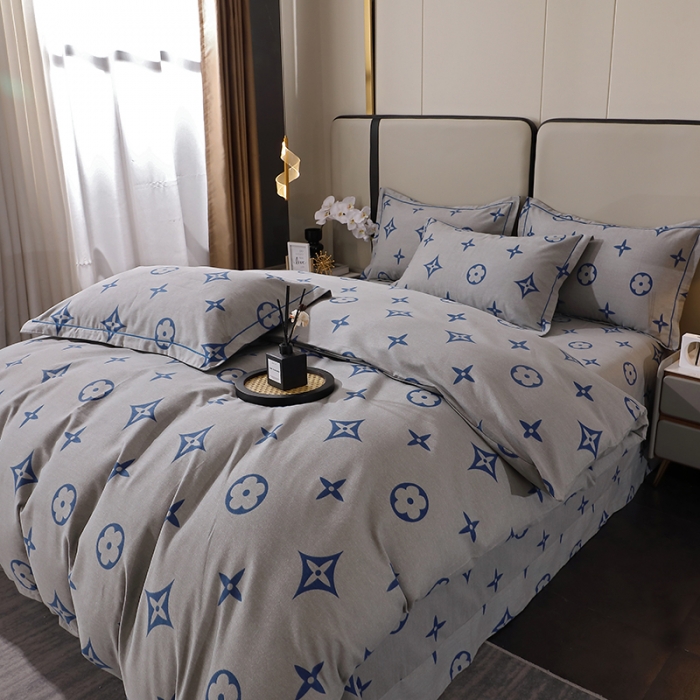 91家纺网 家纺一手货源 找家纺 晶缦 2023新款格林系列全棉活性磨毛多规格四件套 路易斯