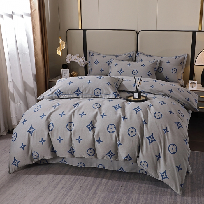 91家纺网 家纺一手货源 找家纺 晶缦 2023新款格林系列全棉活性磨毛多规格四件套 路易斯