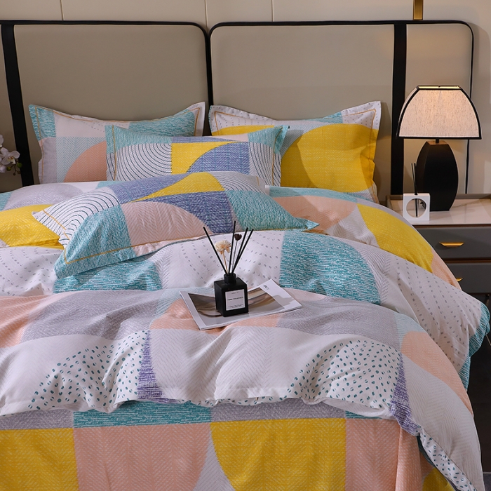 91家纺网 家纺一手货源 找家纺 晶缦 2023新款格林系列全棉活性磨毛多规格四件套 美好时光