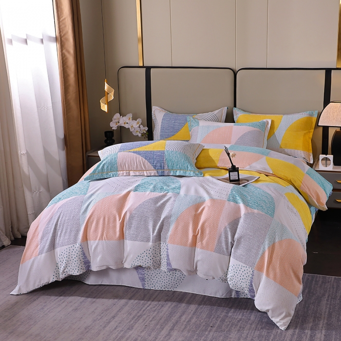 91家纺网 家纺一手货源 找家纺 晶缦 2023新款格林系列全棉活性磨毛多规格四件套 美好时光