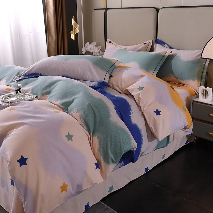 91家纺网 家纺一手货源 找家纺 晶缦 2023新款格林系列全棉活性磨毛多规格四件套 夏洛