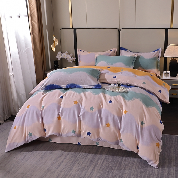 91家纺网 家纺一手货源 找家纺 晶缦 2023新款格林系列全棉活性磨毛多规格四件套 夏洛