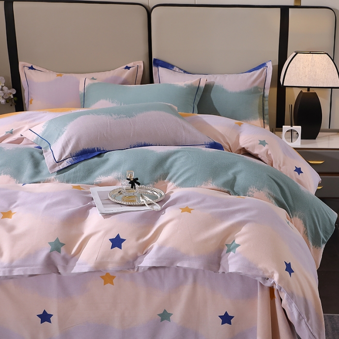 91家纺网 家纺一手货源 找家纺 晶缦 2023新款格林系列全棉活性磨毛多规格四件套 夏洛