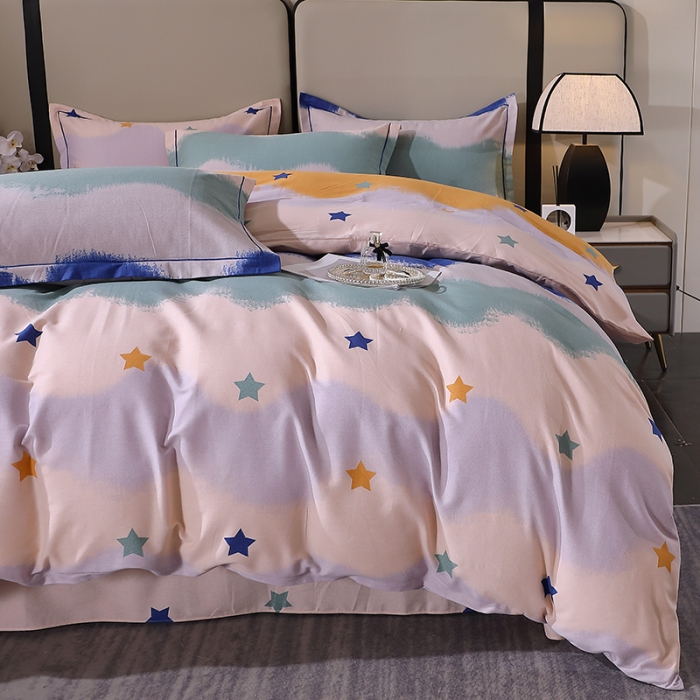 91家纺网 家纺一手货源 找家纺 晶缦 2023新款格林系列全棉活性磨毛多规格四件套 夏洛