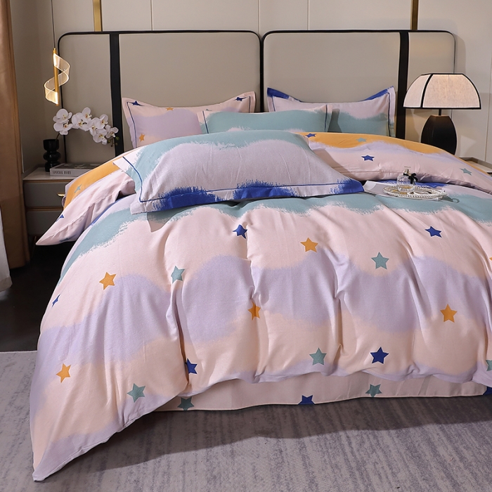 91家纺网 家纺一手货源 找家纺 晶缦 2023新款格林系列全棉活性磨毛多规格四件套 夏洛