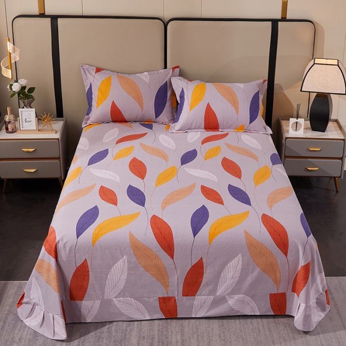 91家纺网 家纺一手货源 找家纺 晶缦 2023新款格林系列全棉活性磨毛多规格床单 花姿摇曳灰