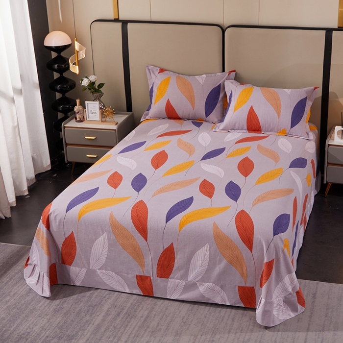 91家纺网 家纺一手货源 找家纺 晶缦 2023新款格林系列全棉活性磨毛多规格床单 花姿摇曳灰