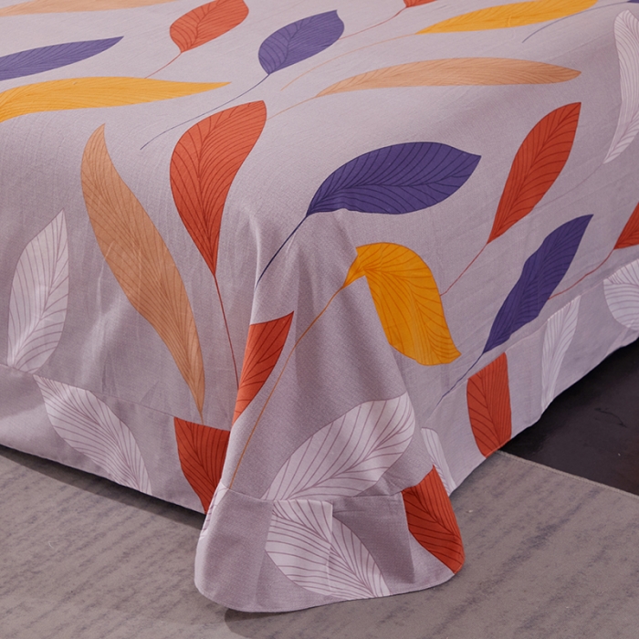 91家纺网 家纺一手货源 找家纺 晶缦 2023新款格林系列全棉活性磨毛多规格床单 花姿摇曳灰