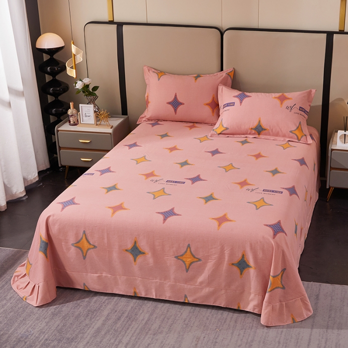 91家纺网 家纺一手货源 找家纺 晶缦 2023新款格林系列全棉活性磨毛多规格床单 满天星