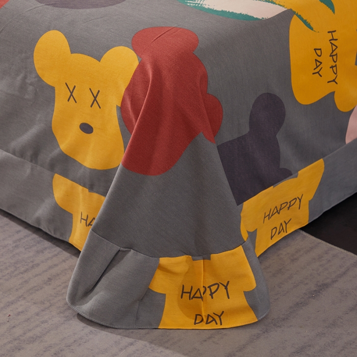 91家纺网 家纺一手货源 找家纺 晶缦 2023新款格林系列全棉活性磨毛多规格床单 魅力熊