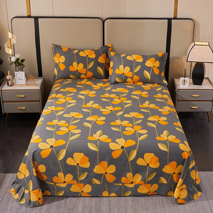 91家纺网 家纺一手货源 找家纺 晶缦 2023新款格林系列全棉活性磨毛多规格床单 叶叶生辉