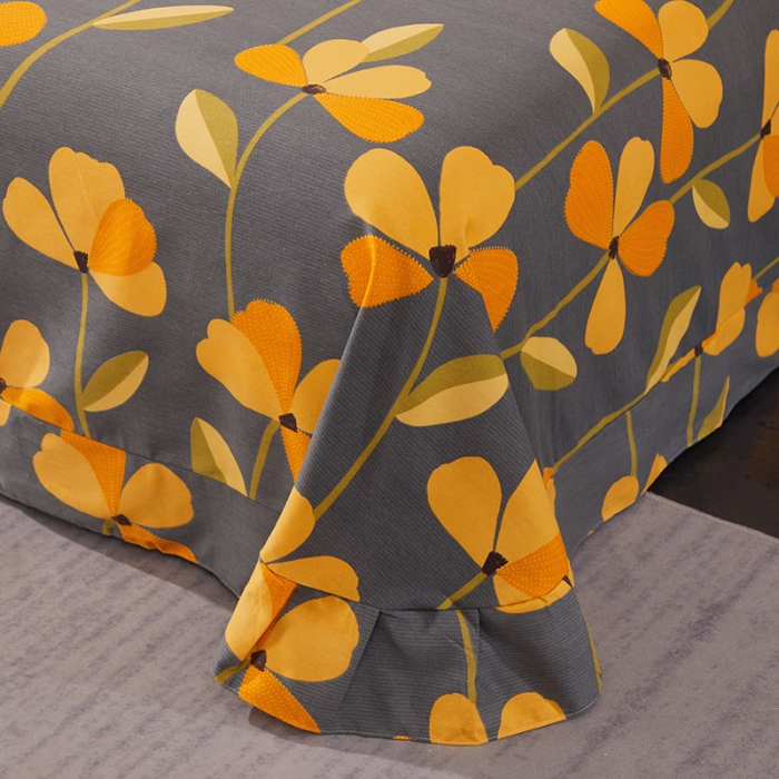 91家纺网 家纺一手货源 找家纺 晶缦 2023新款格林系列全棉活性磨毛多规格床单 叶叶生辉